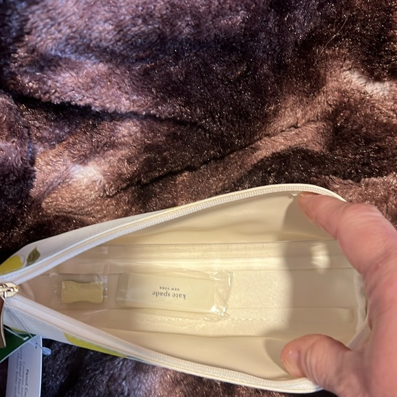 Kate Spade Lemon Print Pencil Pouch with ruler, eraser, and ruler. - Picture 7 of 7